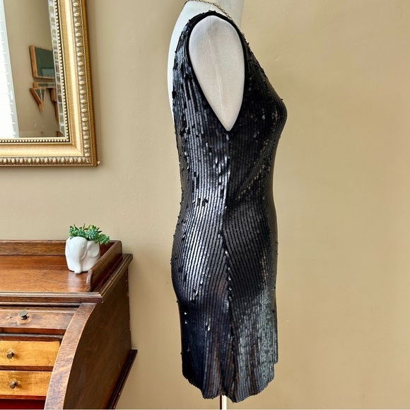 Free People Intimately Sexy In Sequins Black Mini Dress Matte V-Neck Size XS S - Picture 8 of 11